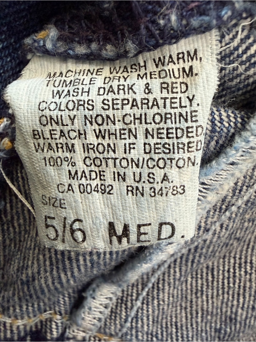 Rare Vintage Lee Denim Overalls Jumpsuit Button Front Medium Wash Indigo 80s 90s - Picture 14 of 14